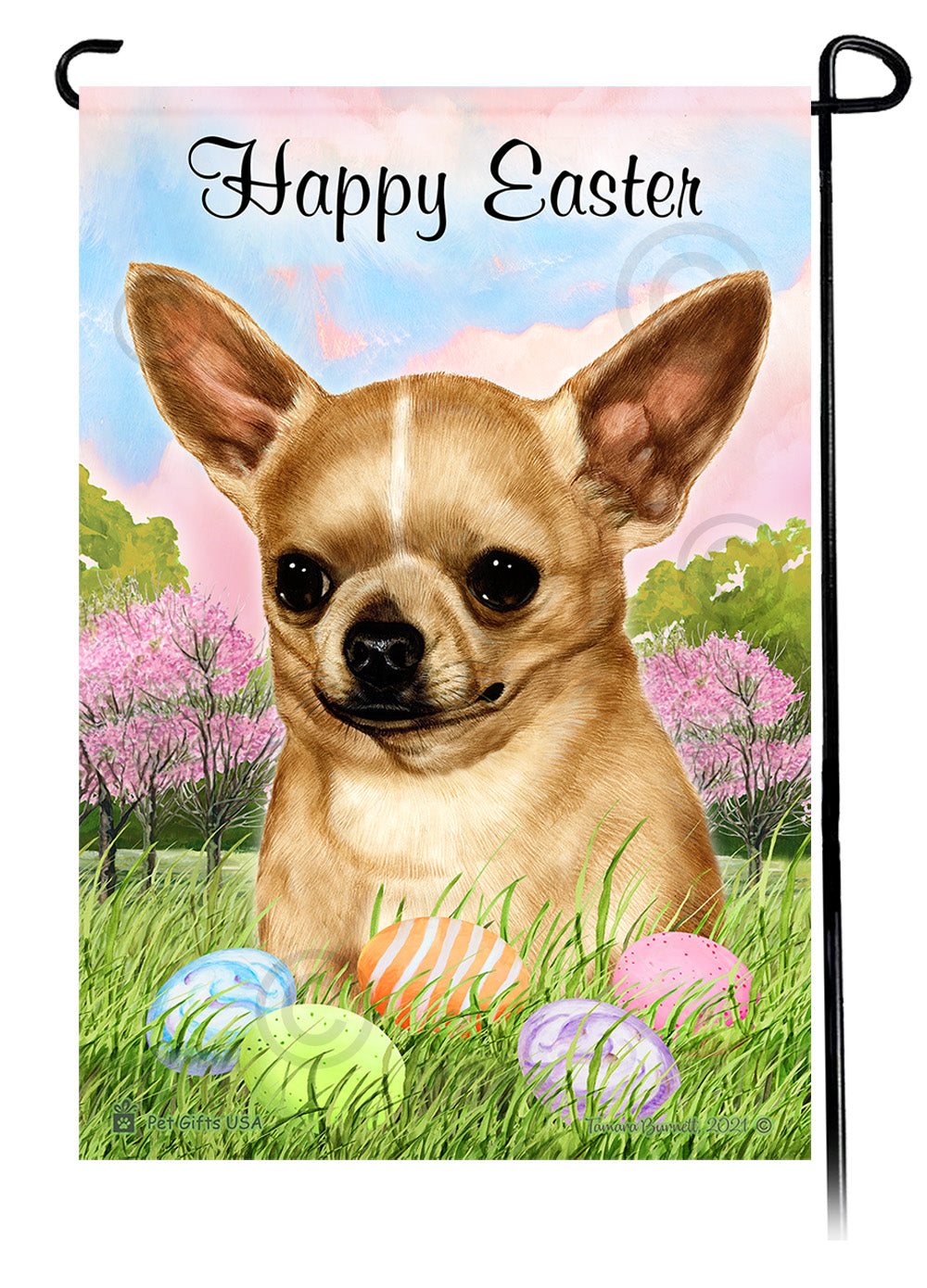 Chihuahua Happy Easter Garden Flags