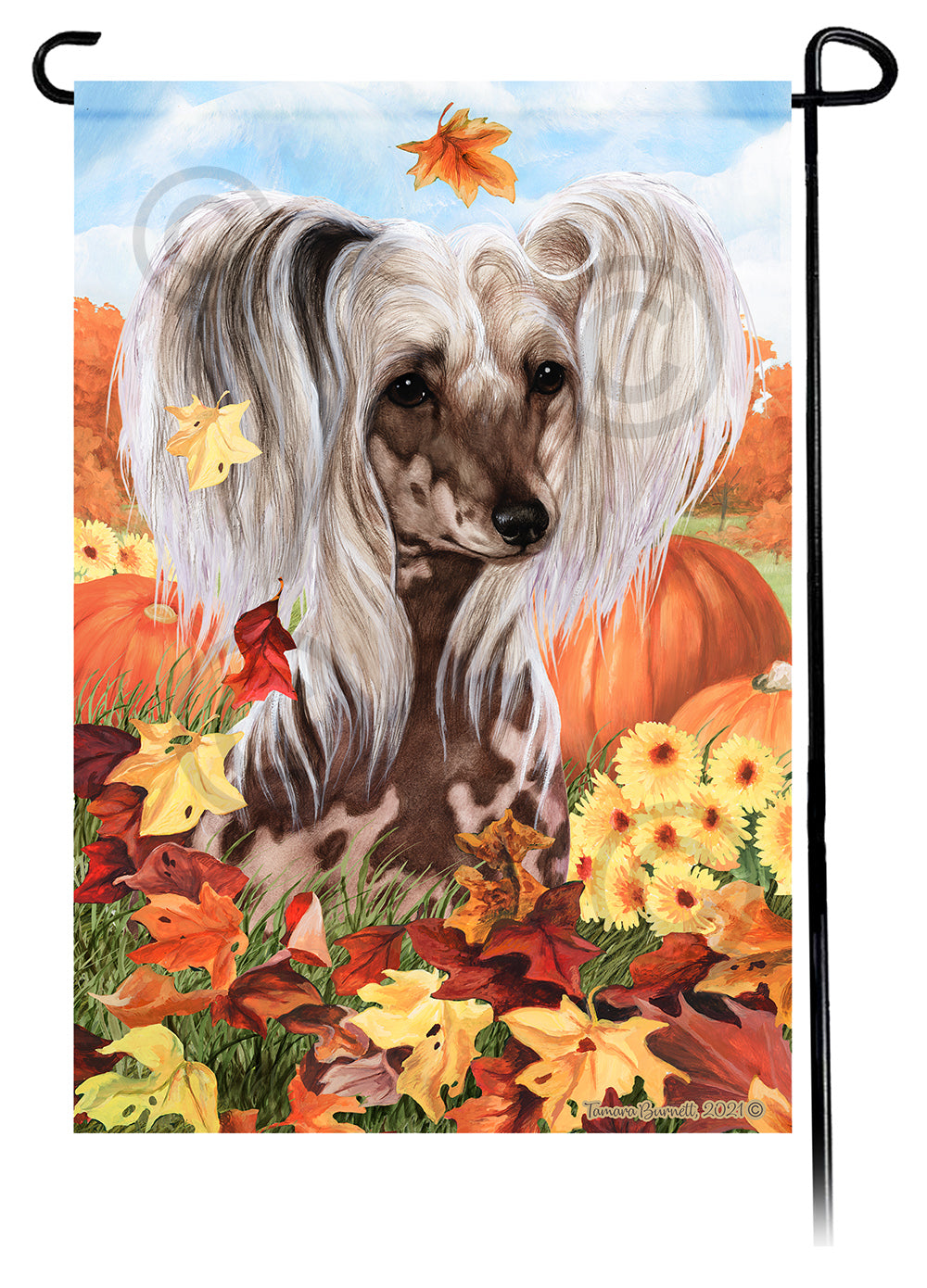 Chinese Crested Falling Leaves Garden Flags