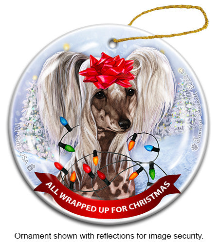 Chinese Crested All Wrapped Up Ornament