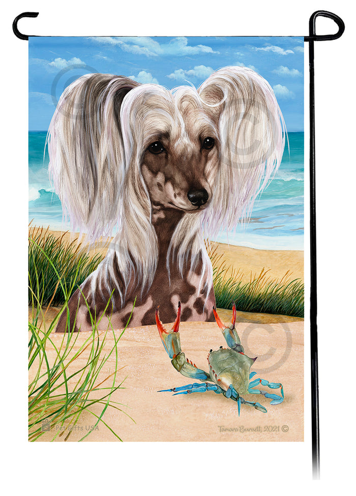 Chinese Crested Summer Flowers Garden Flag