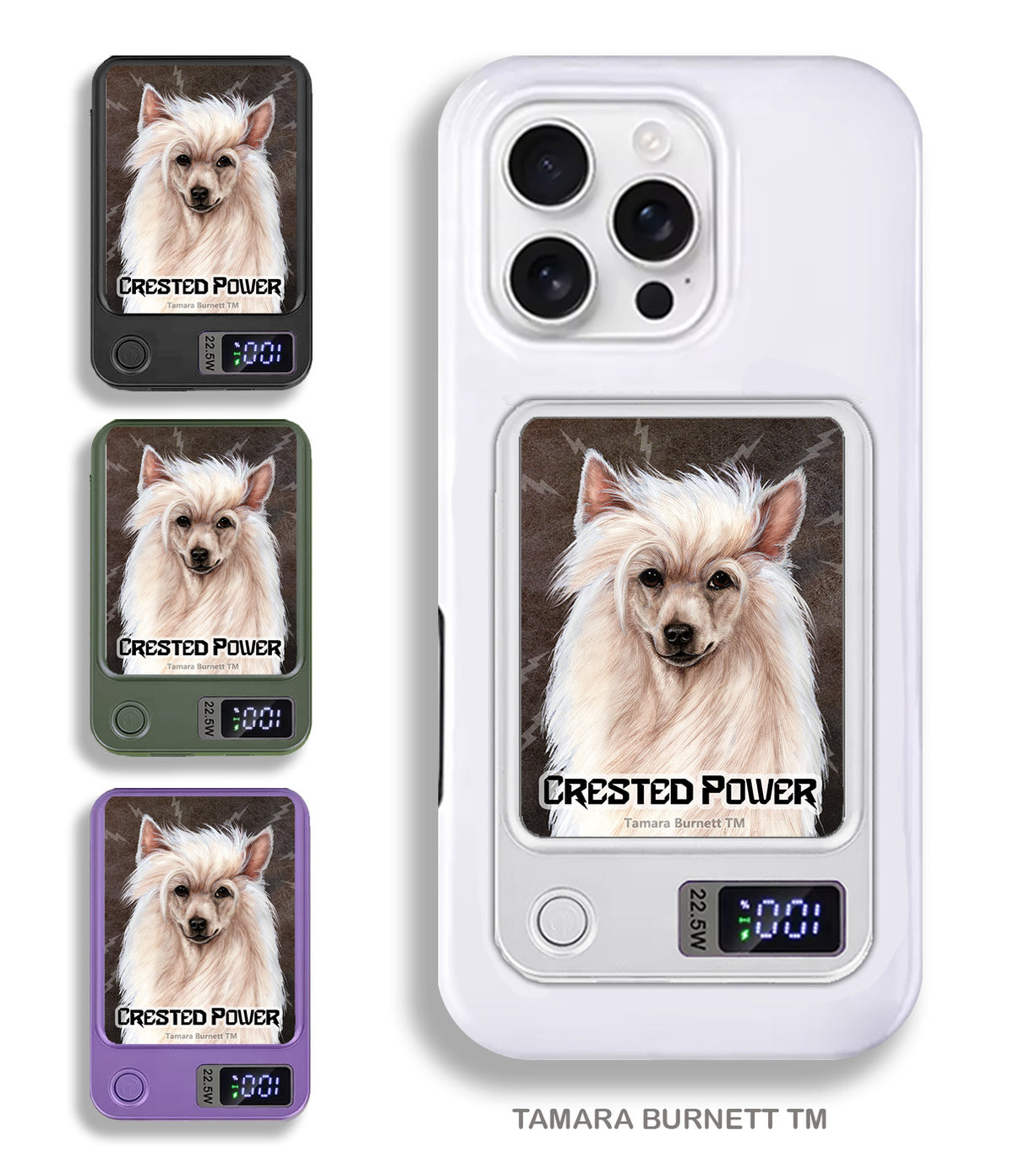 Chinese Crested Powder Puff Phone Bank Wireless Charger