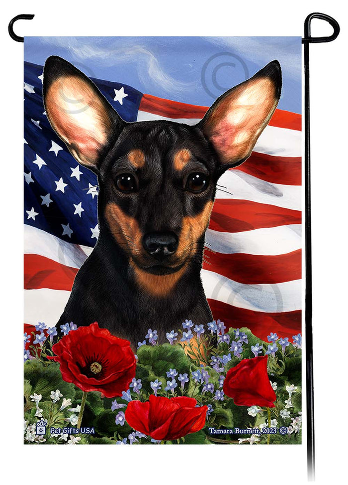 Chiweenie Patriotic Flowers Garden Flags