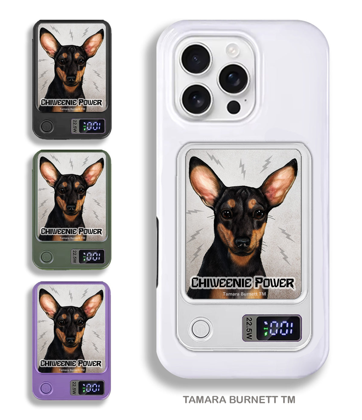 Chiweenie Black and Tan Phone Bank Wireless Charger