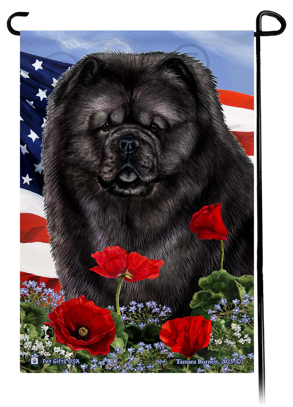 Chow Chow Patriotic Flowers Garden Flags