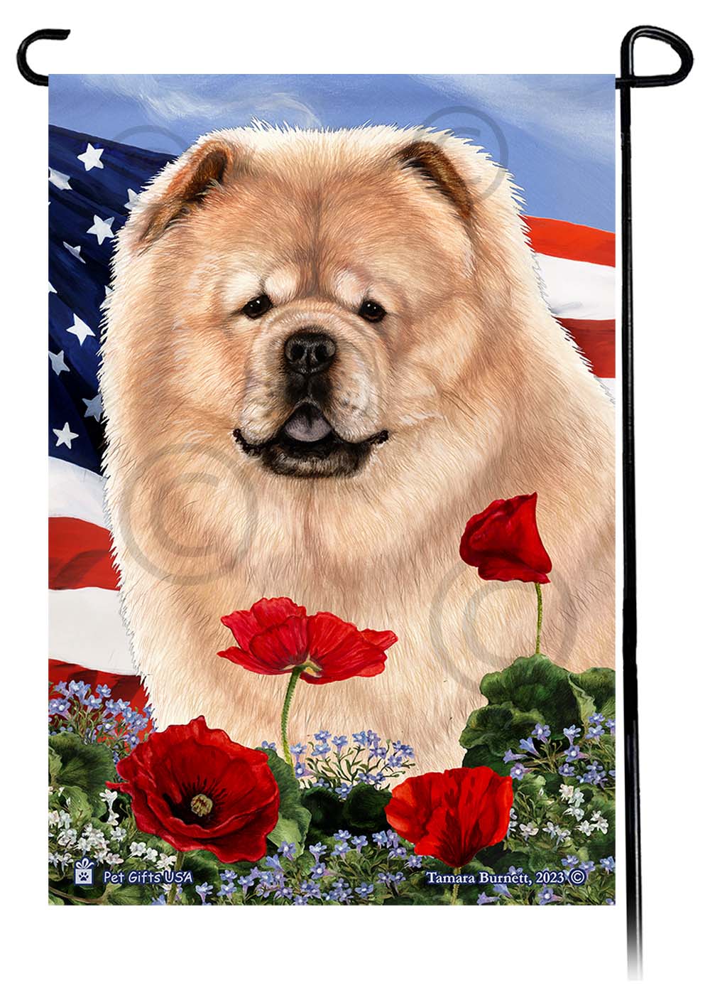 Chow Chow Patriotic Flowers - Garden Flag