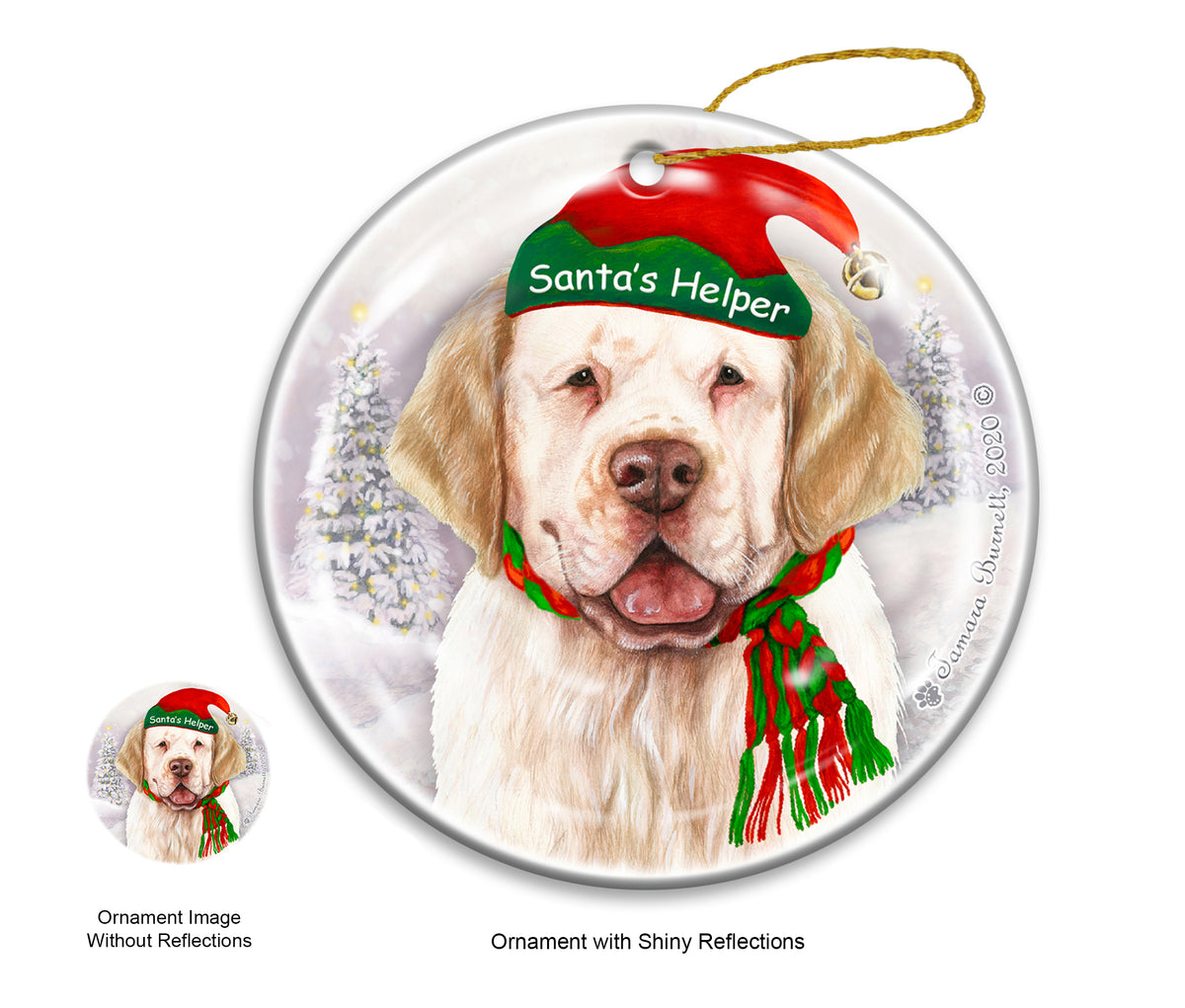 Clumber Spaniel Lemon & White Ornament