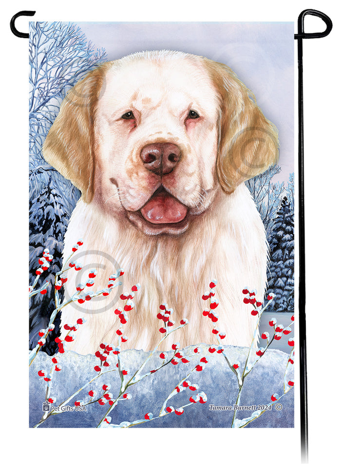 Clumber Spaniel Winterberries Garden Flags