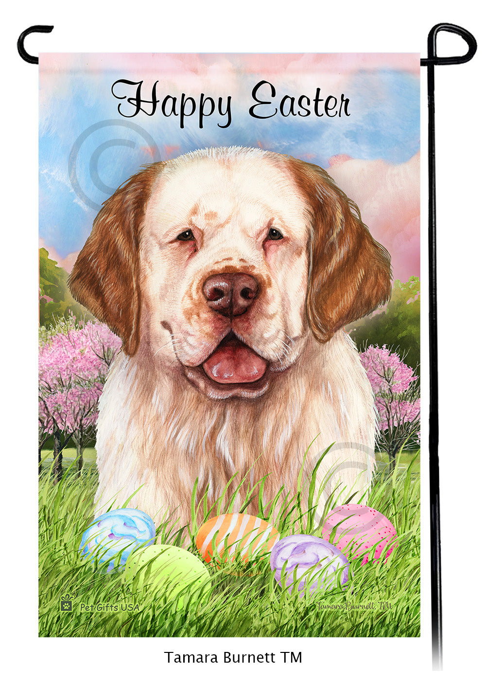 Clumber Spaniel Happy Easter - Garden Flag