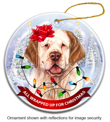 Clumber Spaniel All Wrapped Up Ornament
