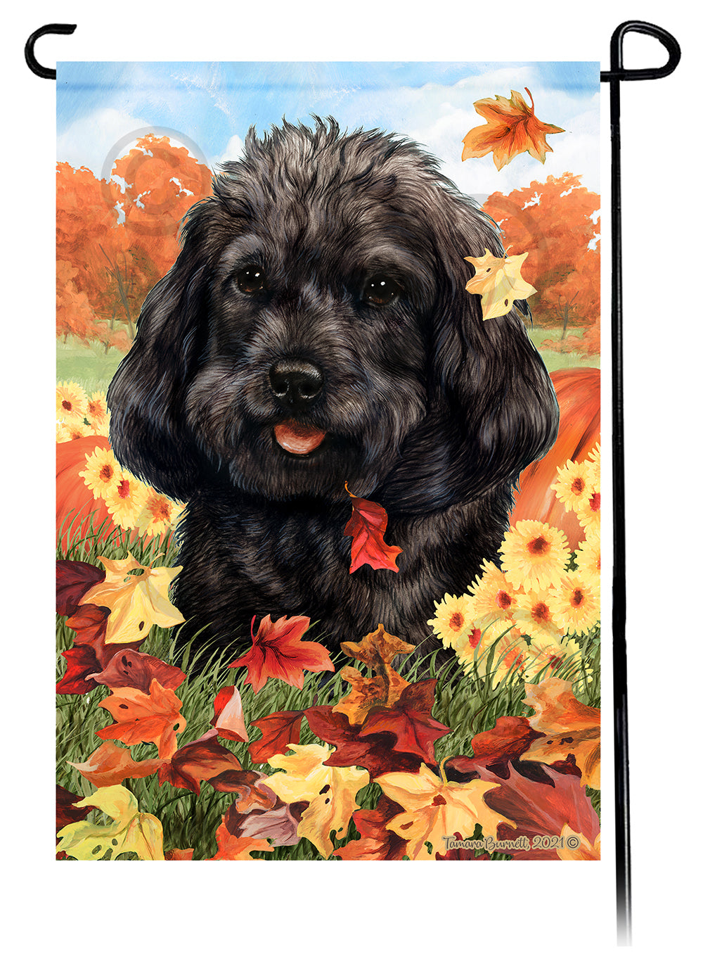 Cockapoo Falling Leaves Garden Flags