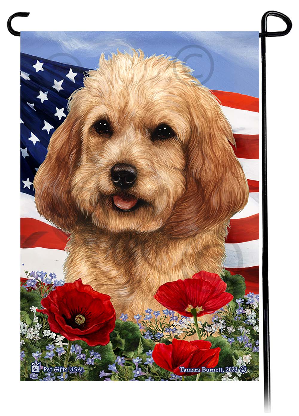 Cockapoo Patriotic Flowers - Garden Flag