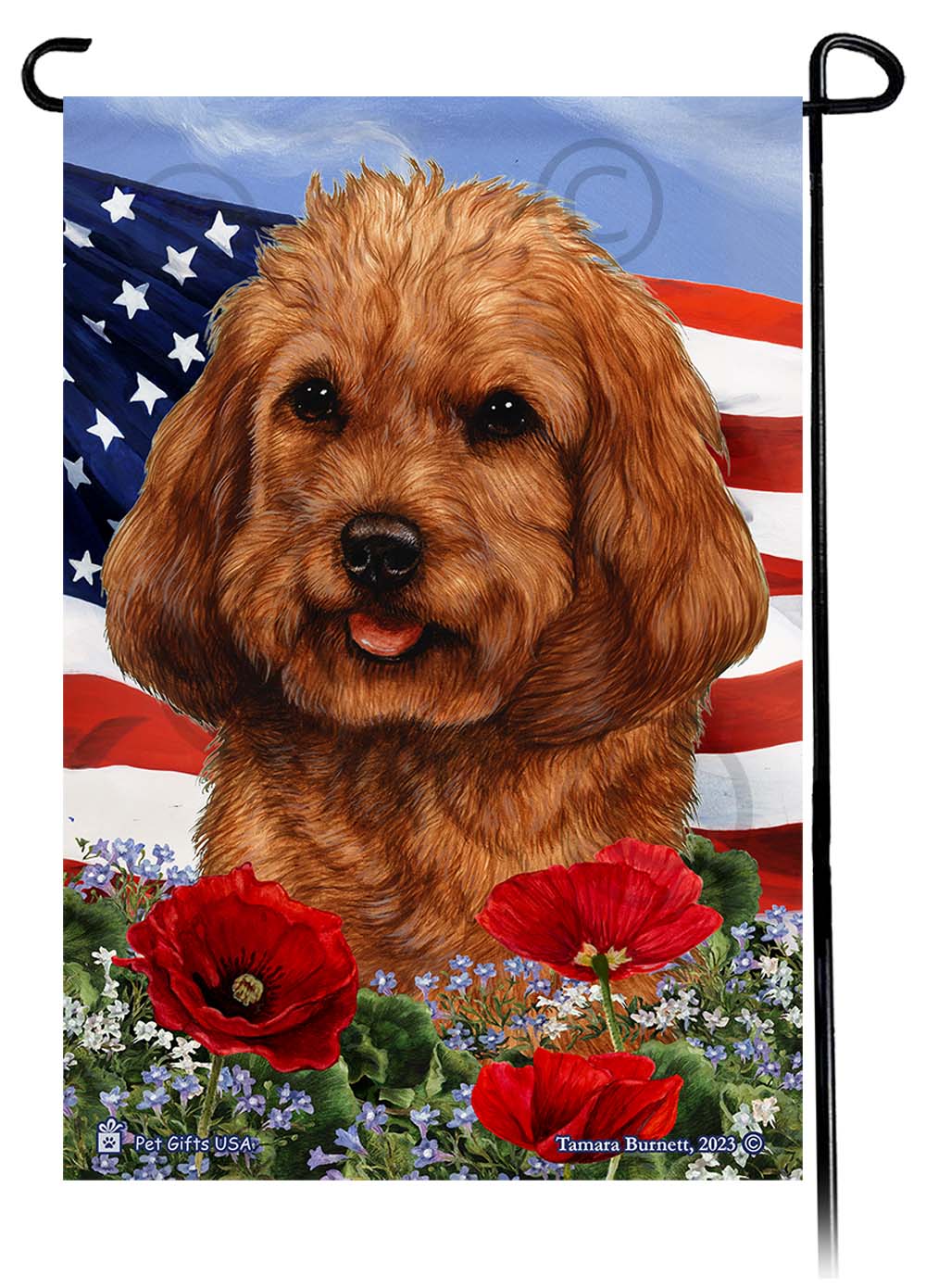 Cockapoo Patriotic Flowers - Garden Flag