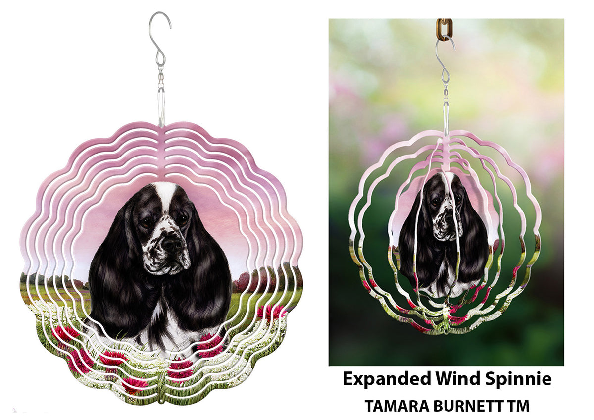 Cocker Spaniel Black and White Parti Wind Spinner