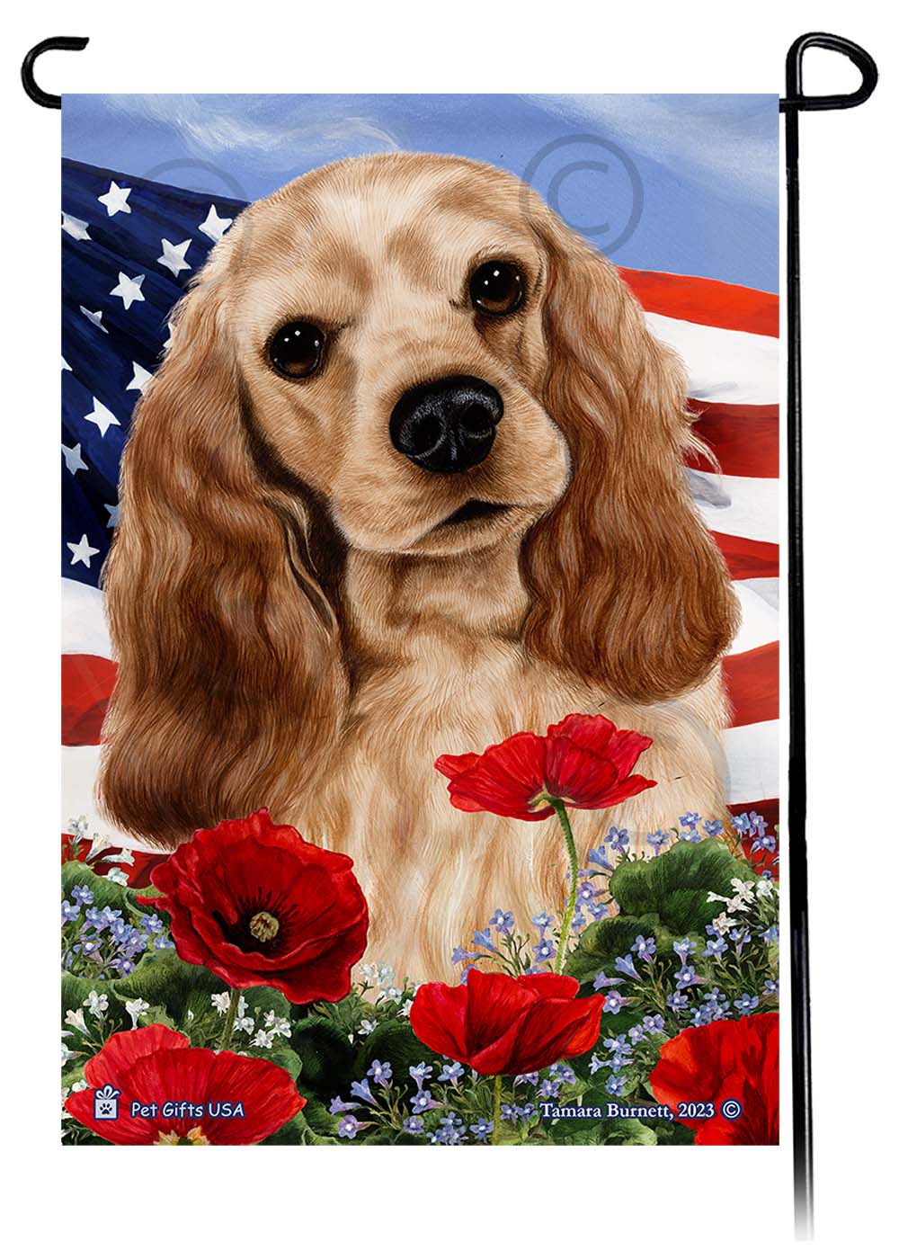 Cocker Spaniel Patriotic Flowers - Garden Flag