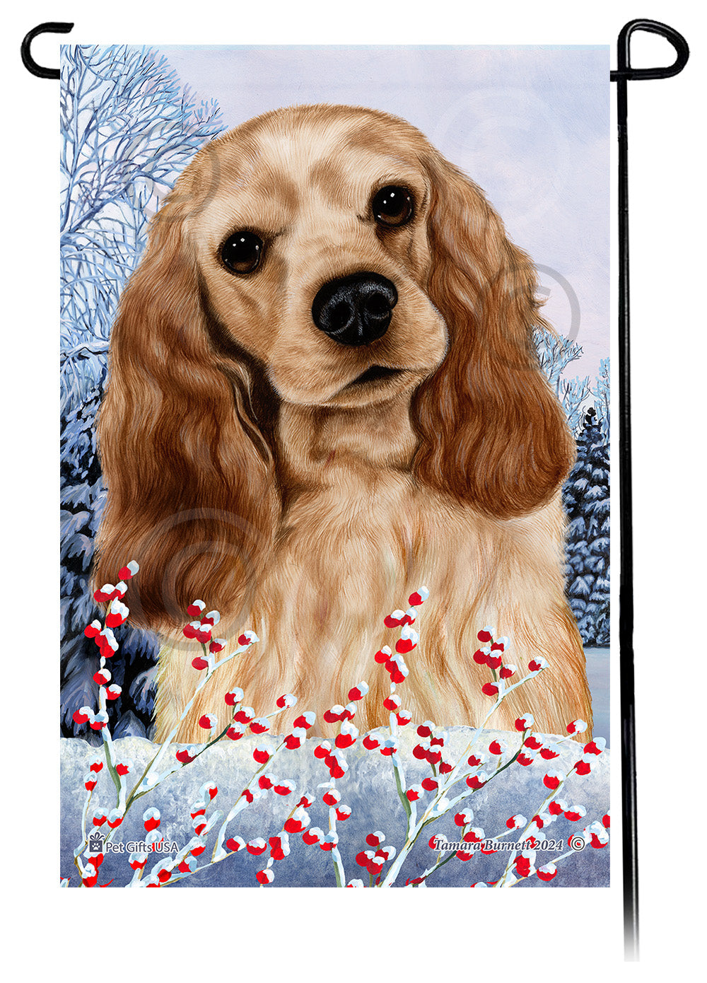 Cocker Spaniel Winterberries - Garden Flag
