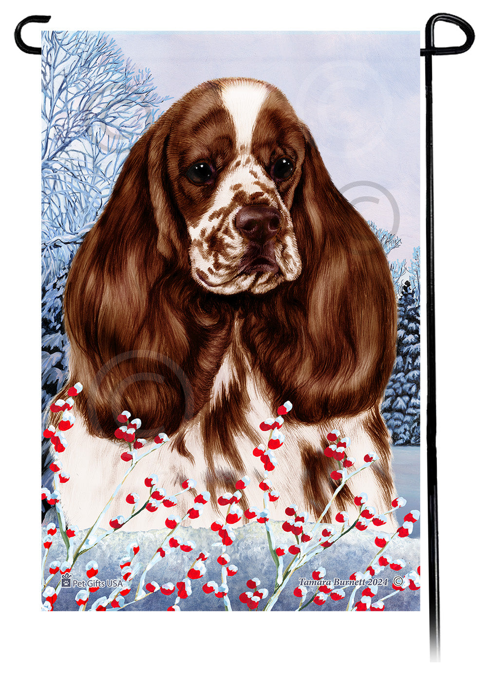 Cocker Spaniel Winterberries - Garden Flag