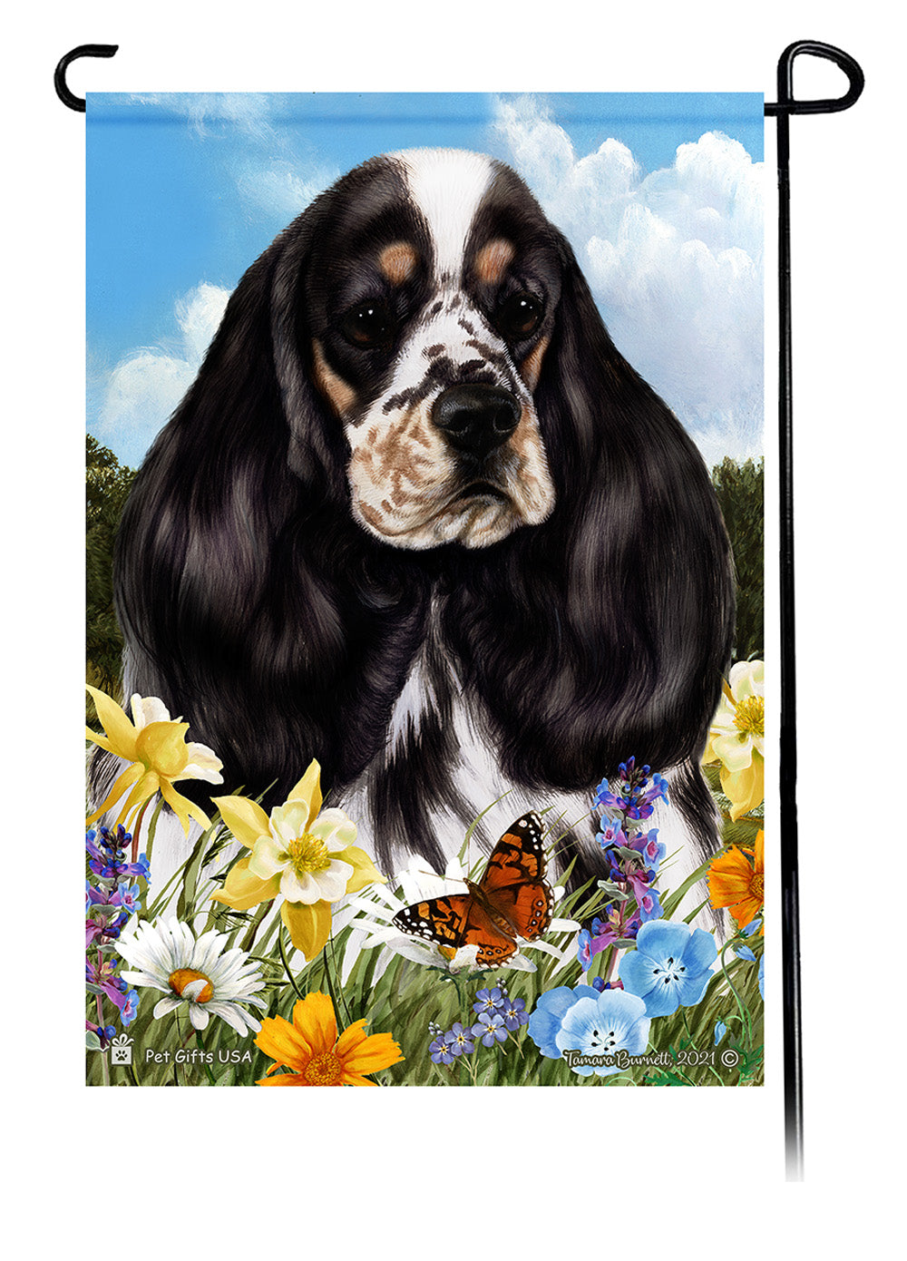 Cocker Spaniel Summer Flowers - Garden Flag