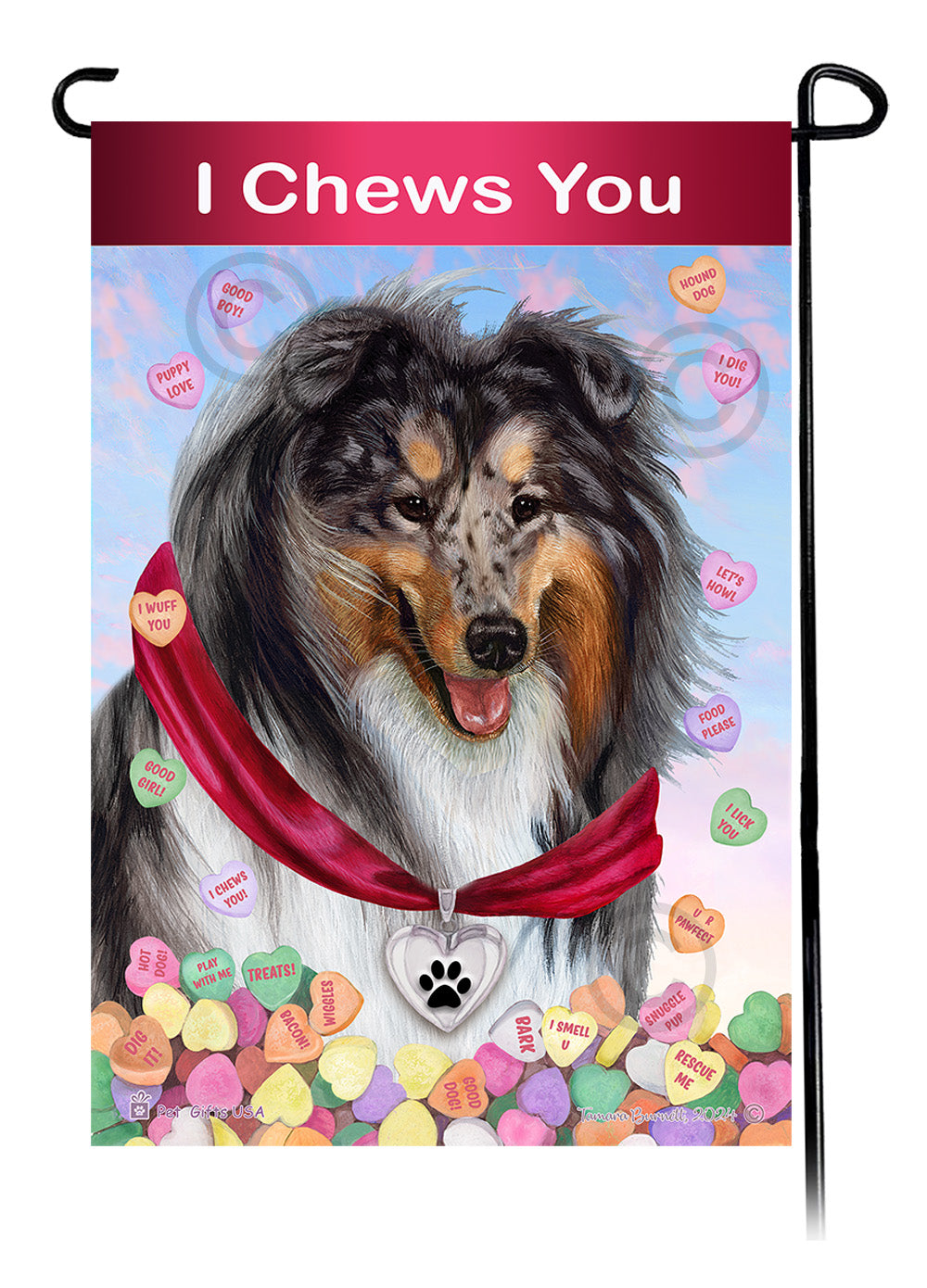Collie Valentine Sweetheart Garden Flags