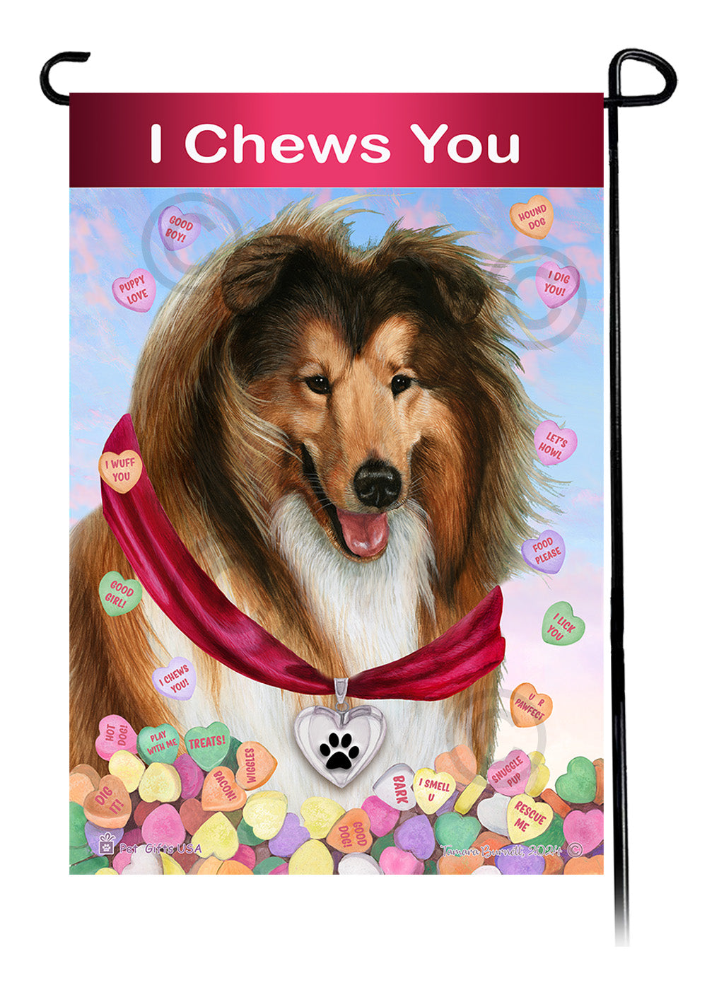 Collie Valentine Sweetheart - Garden Flag