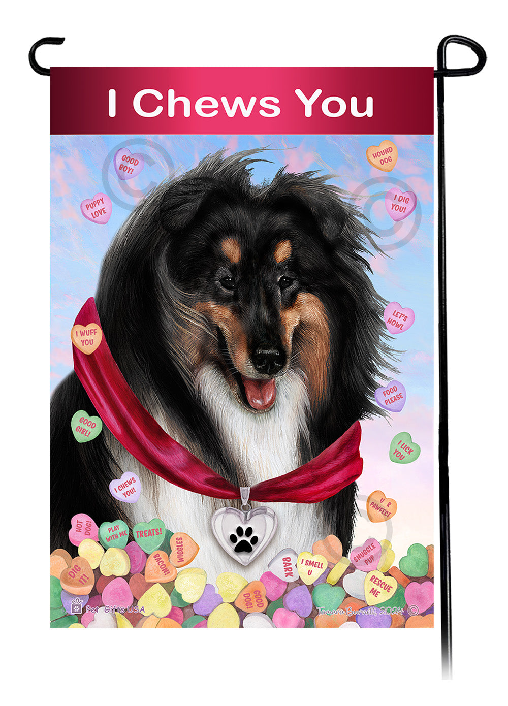 Collie Valentine Sweetheart - Garden Flag