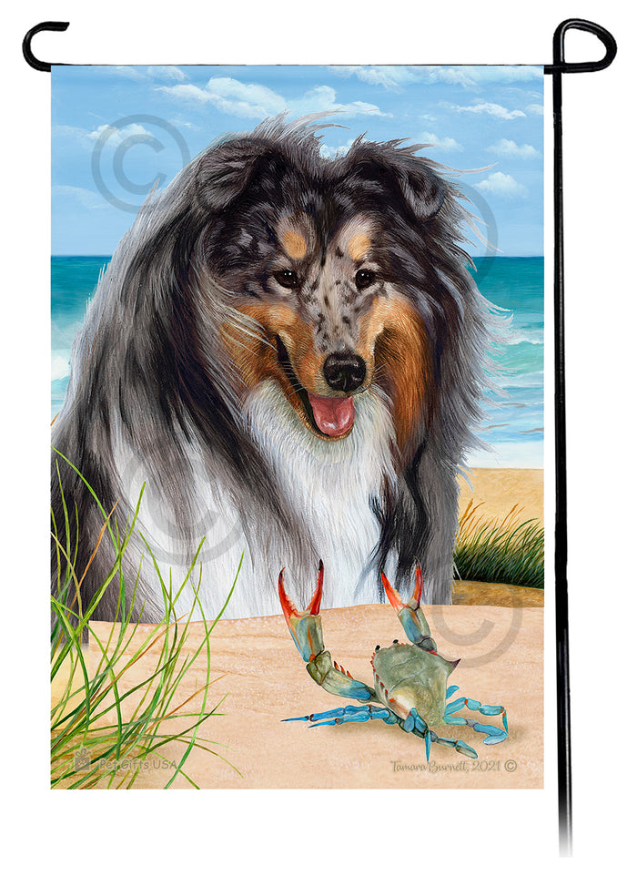 Collie Summer Flowers Garden Flag