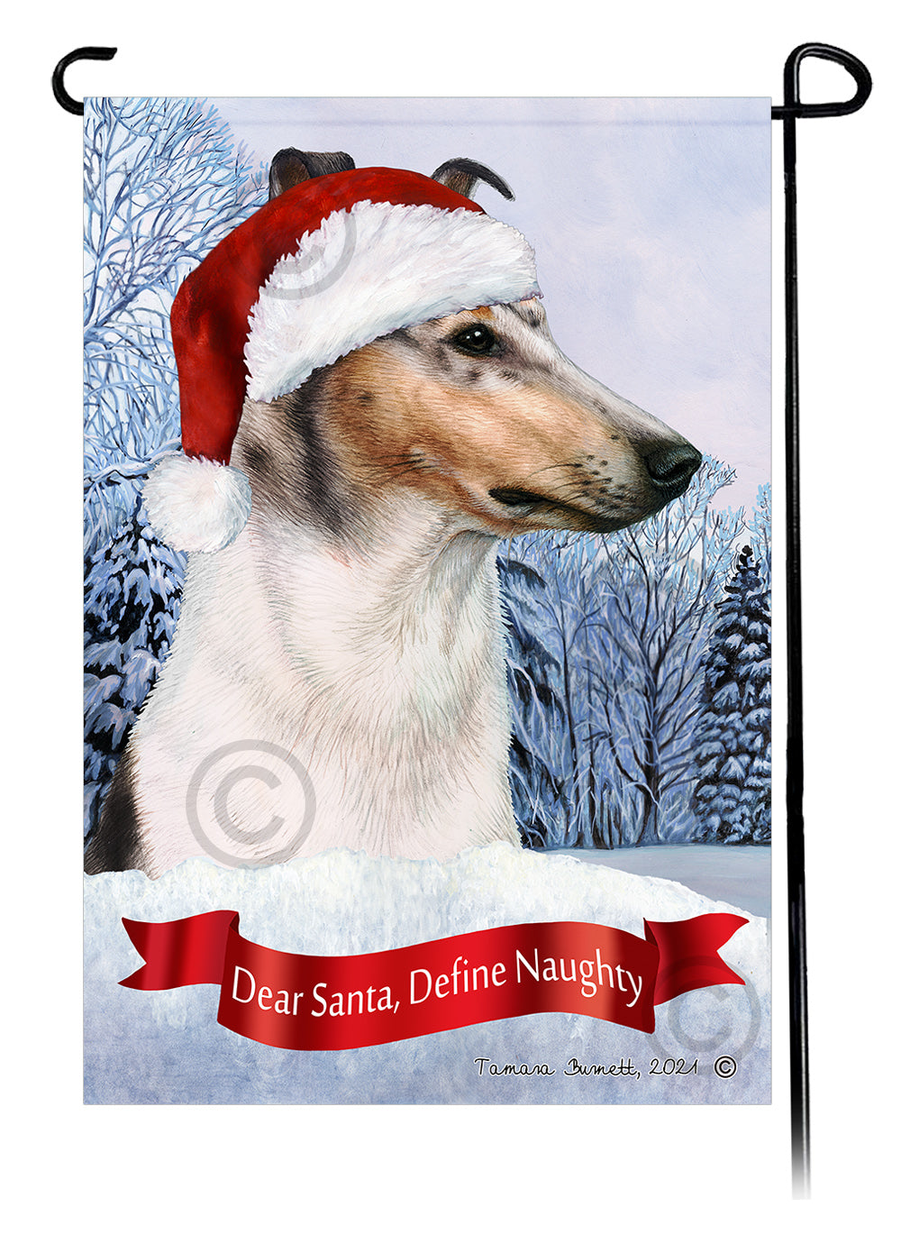 Smooth Collie Dear Santa, Define Naughty - Garden Flag