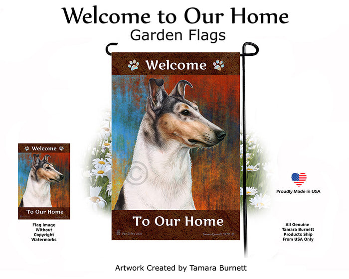 Smooth Collie Welcome To Our Home Garden Flags