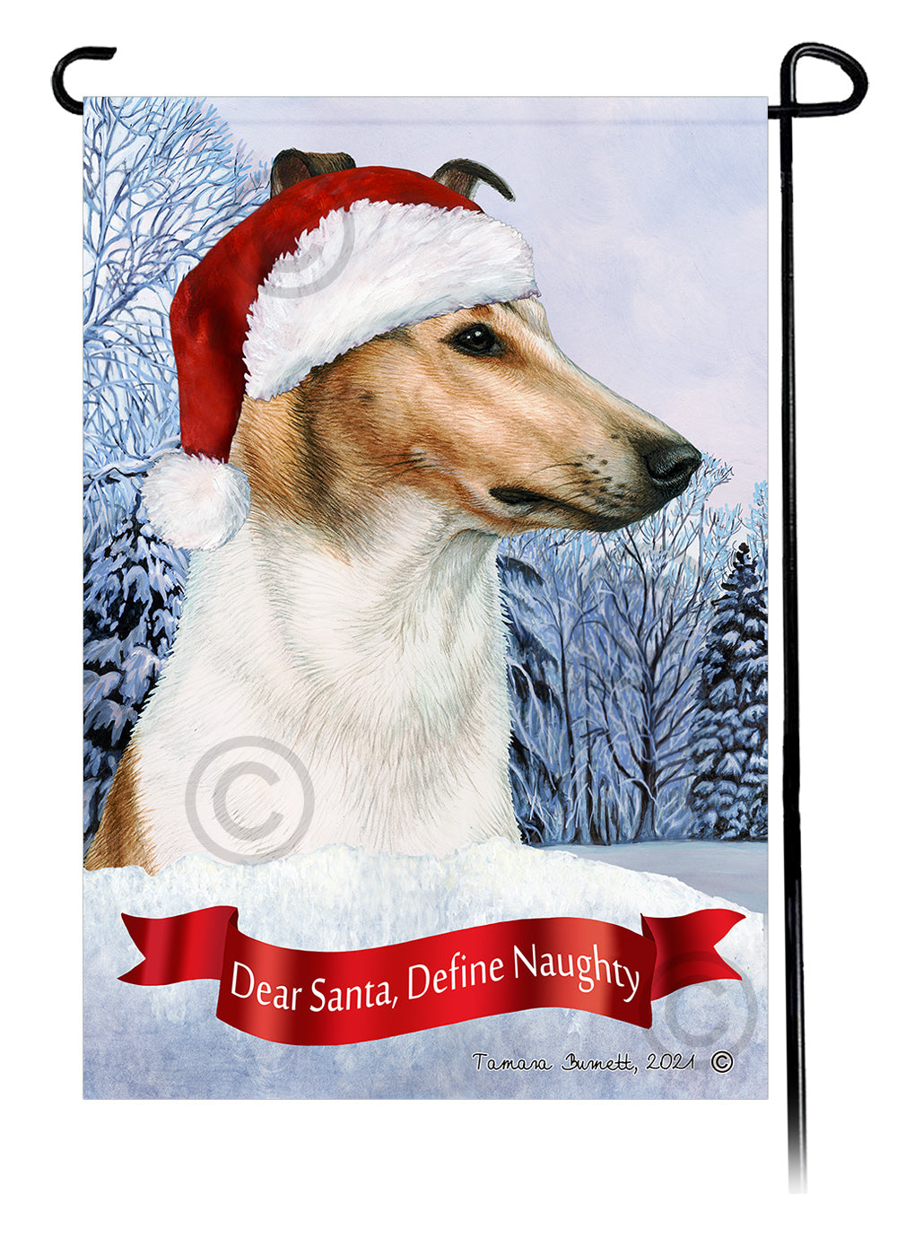 Smooth Collie Dear Santa Define Naughty Garden Flags