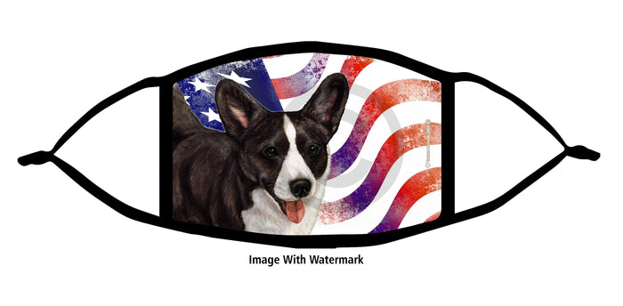 Corgi (Cardigan, Black Brindle and White) Face Mask