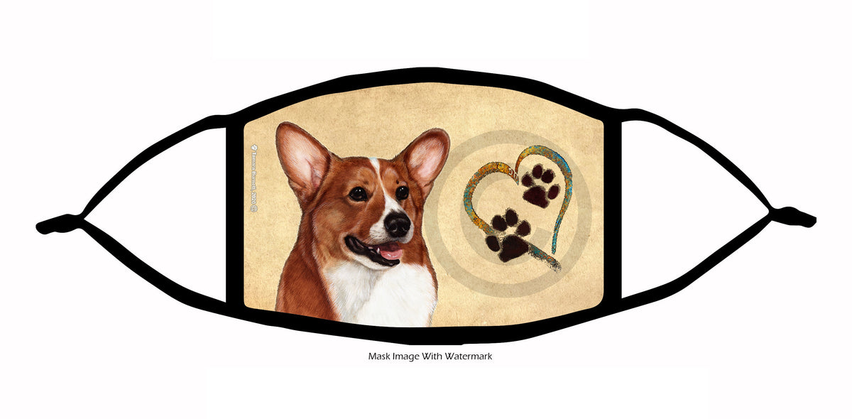 Corgi (Pembroke Welsh, Red and White) Face Mask