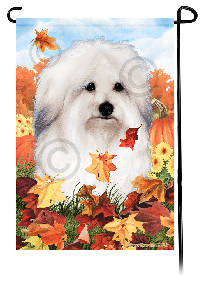 Coton de Tulear Falling Leaves Garden Flags