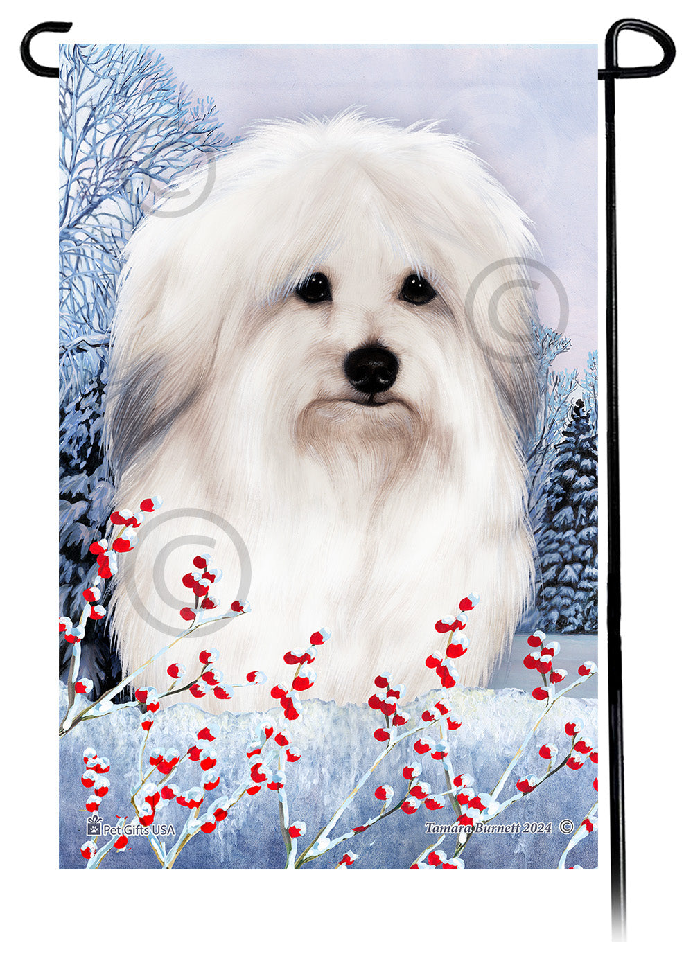 Coton de Tulear Winterberries Garden Flags