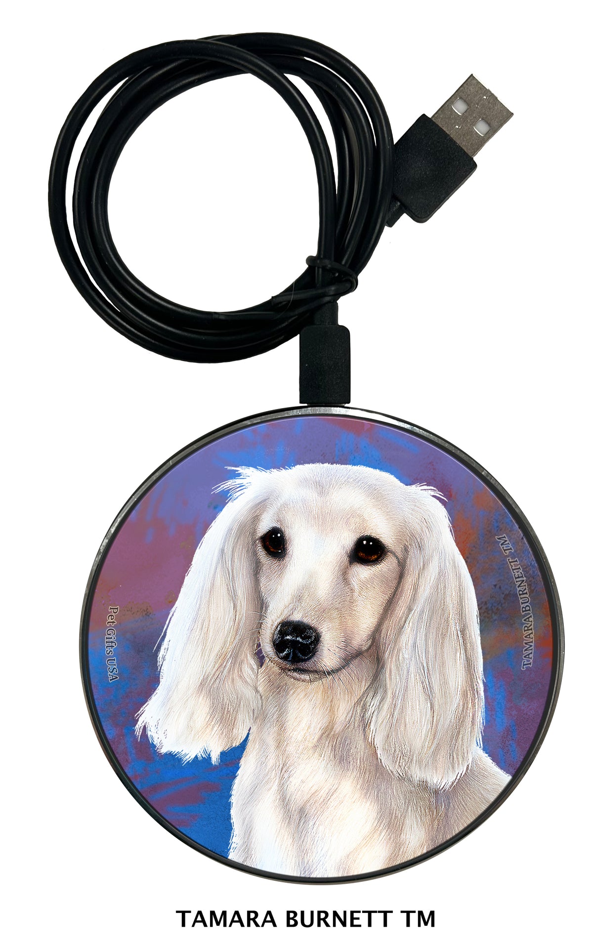 Dachshund Longhair White Zoomies Wireless Charger