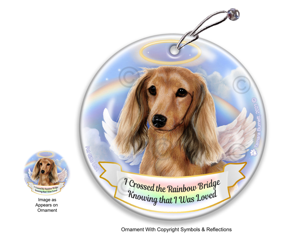 Dachshund Long Haired Cream Ornament