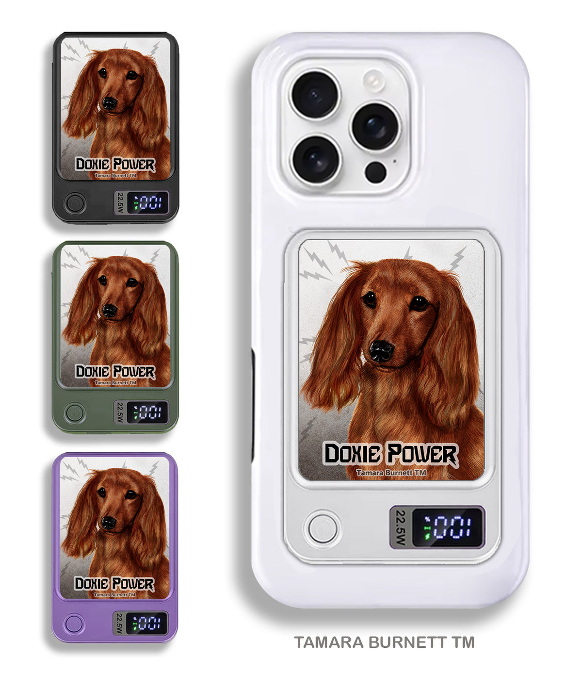 Long-Haired Dachshund Red Phone Bank Wireless Charger