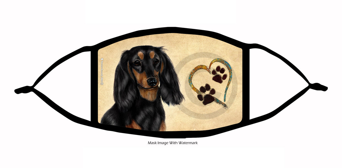 Dachshund (Longhaired Black and Tan) Face Mask