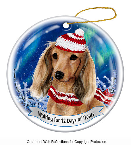 Dachshund Long Haired Cream Ornament