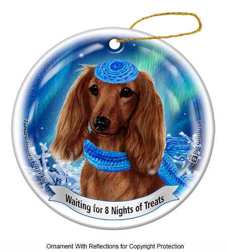 Dachshund Long Haired Red Ornament