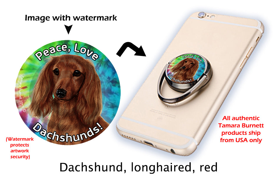 Long-Haired Dachshund Red Phone Stand