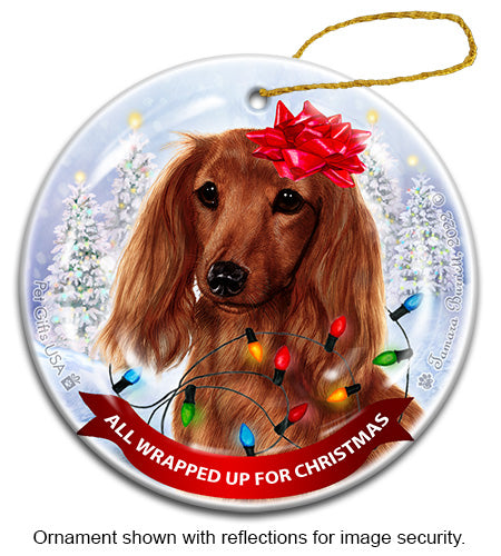 Dachshund Long Hair Red Ornament