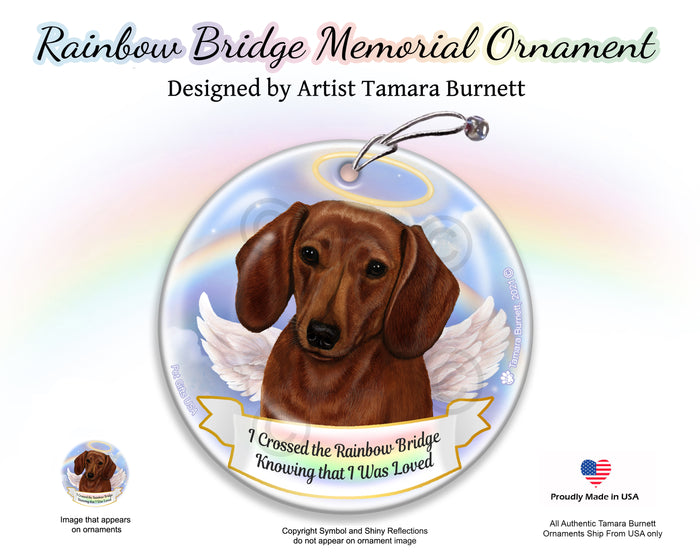 Dachshund Red Rainbow Bridge Memorial Ornament