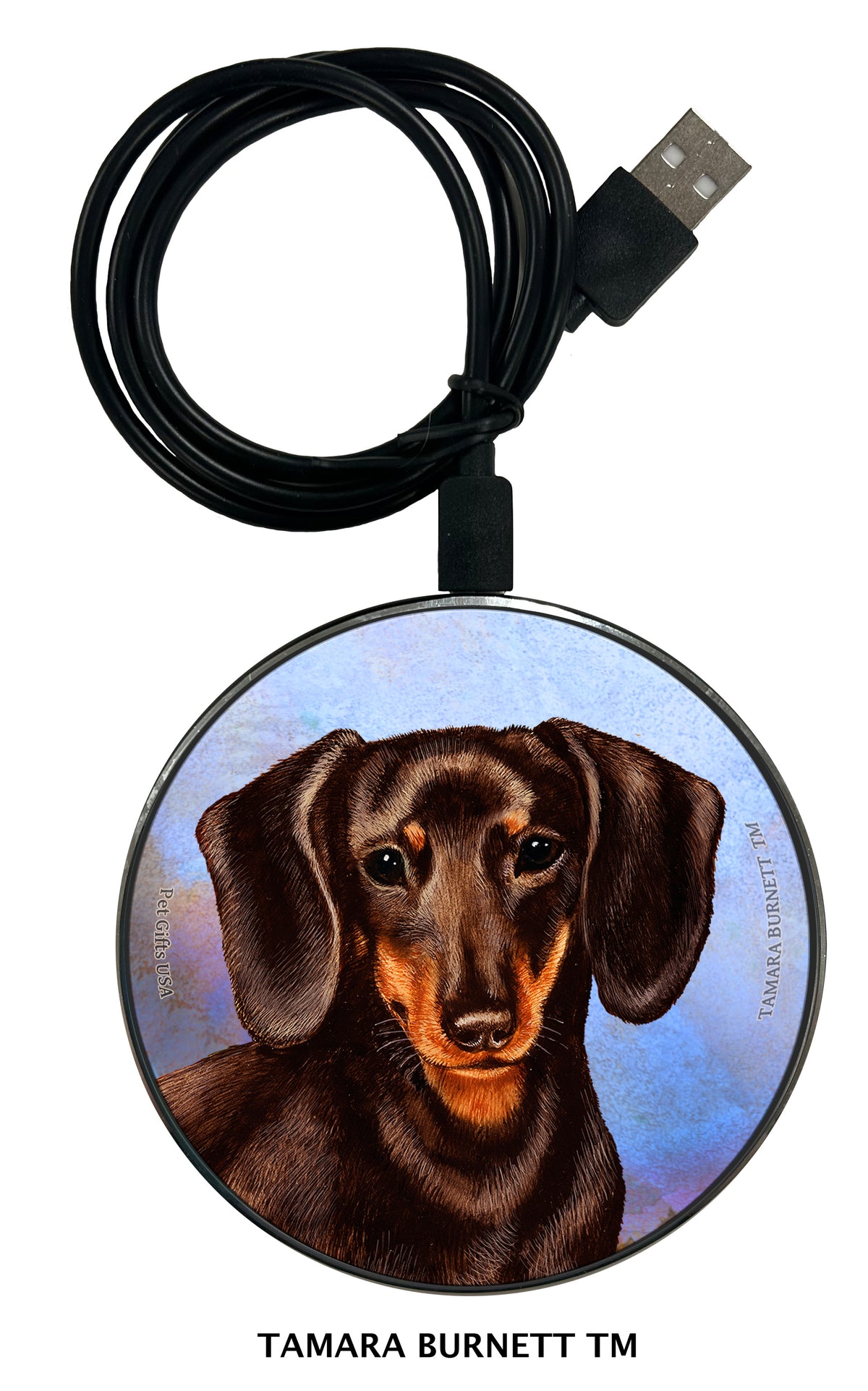 Dachshund Shorthair Chocolate and Tan Zoomies Wireless Charger