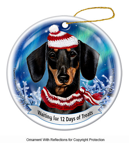Dachshund Short Haired 12 Days of Treats Ornament