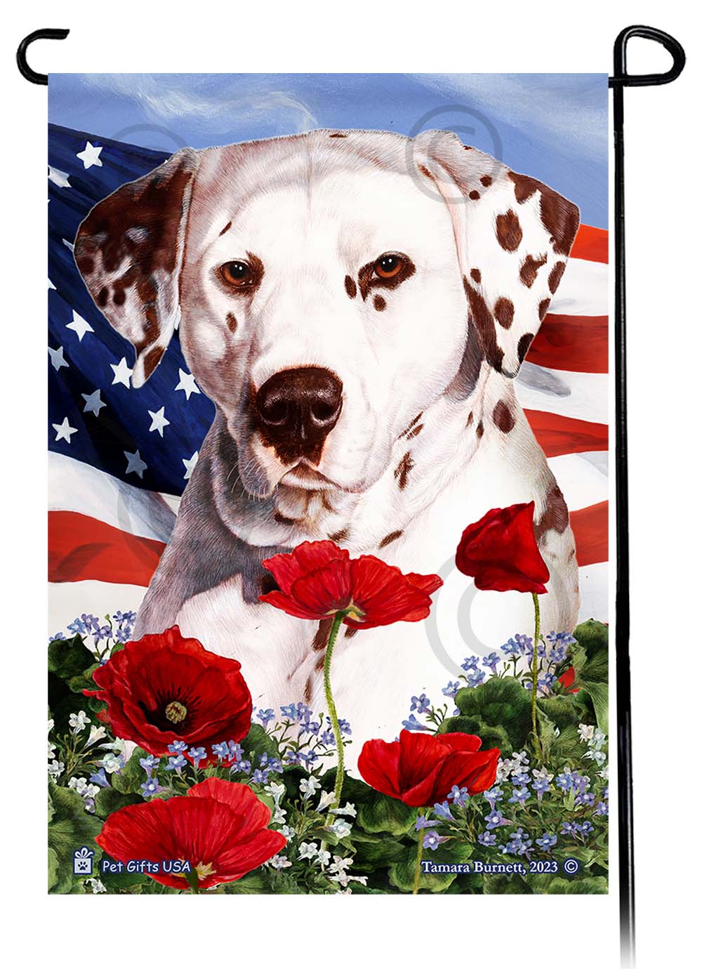 Dalmatian Patriotic Flowers - Garden Flag