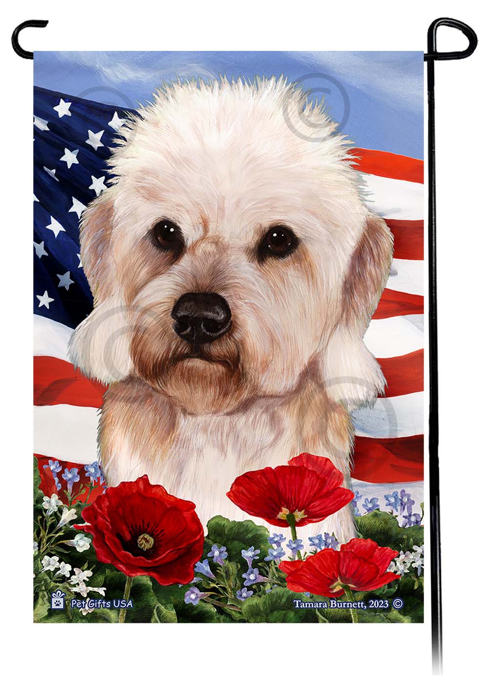 Dandie Dinmont Terrier Patriotic Flowers Garden Flags