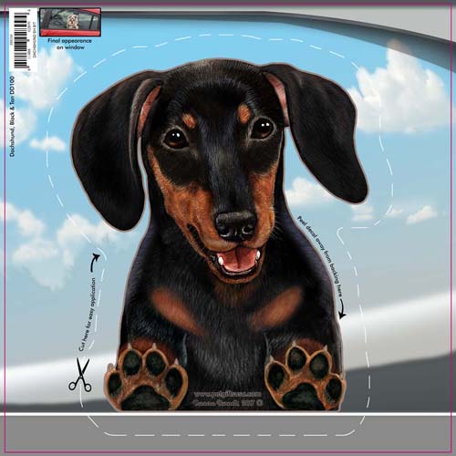 Dachshund Black and Tan Window Cling