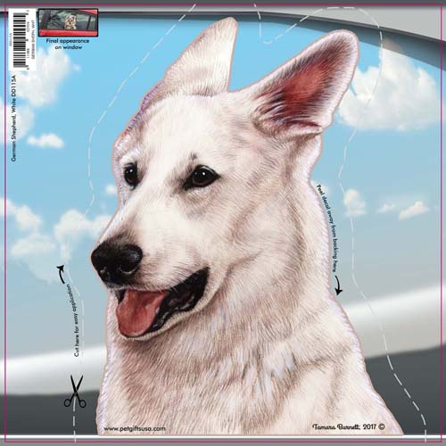 German Shepherd White Window Cling