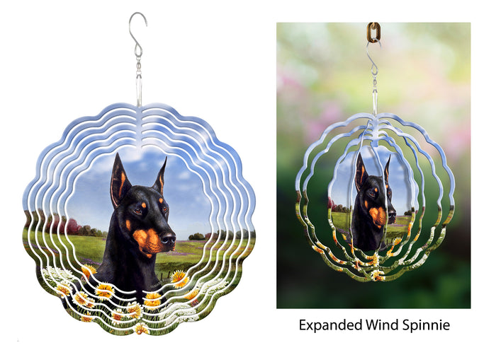 Doberman Black Cropped Wind Spinner
