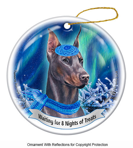 Doberman Cropped Blue Ornament