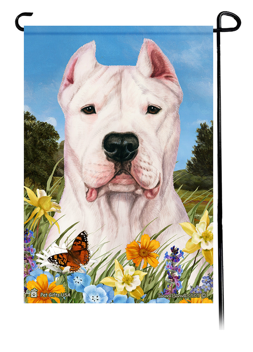 Dogo Argentino Summer Flowers Garden Flags